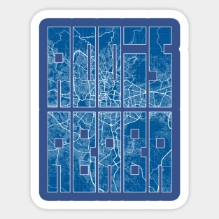 Addis Ababa, Ethiopia City Map Typography - Blueprint Sticker